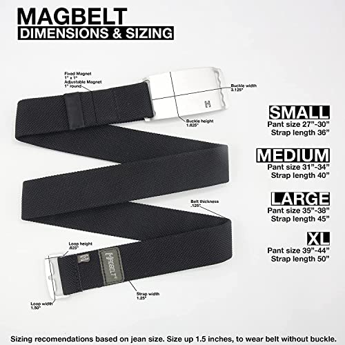 Magnetic Belt 1.25” | Nylon Web Magnet Belt with Aluminum Buckle | Adjustable Casual Belt | Men, Women & Kids (Black)3