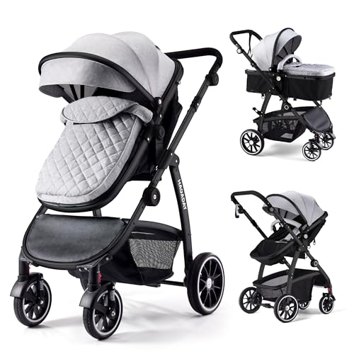 Hagaday Baby Stroller, 2-in-1 Reversible Toddler Seat with Lie-Flat Mode