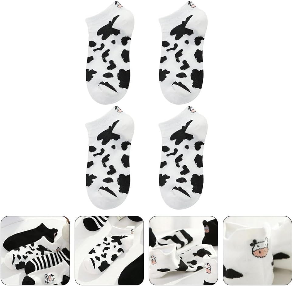 KESYOO 2 Pairs Cow Socks Women’s Socks Cows Cow Stuff Low Cut Short Animal Print Girls Cow Print Low Cut for Women Cotton Ankle Casual Miss Printing - Image 7