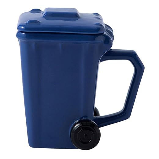 Operitacx Recycling Bin Mug Rubbish Bin Pen Holder Fun Blue Ceramic Trash Can Drinking Mug for Coffee or Tea Gift for Friends 301 - 400 ml