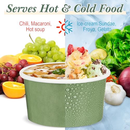 Image of Maxdot 60pcs 3oz Dessert Cups, Disposable Ice Cream Cups, Paper Frozen Yogurt Bowls, for Hot and Cold Foods, Suitable for Gelato or Mousse