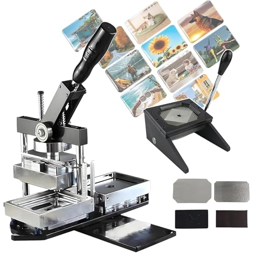 3.5x2.5 inch Rectangle Refrigerator Fridge Magnet Maker Machine Kit, Photo Magnet Maker Machine, Includes Press + Paper Cutter + 100-Piece Supplies + 100 Sheets of Photo Paper, Create Fridge Magnets