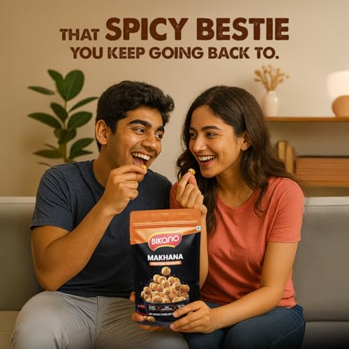 Image of Bikano Makhana Peri Peri 50g | Prepared in Olive Oil | Roasted Crunchy Foxnuts | Spicy Namkeen Snack for Tea-Time & Travel | Ready to Eat | Light Anytime Munchies