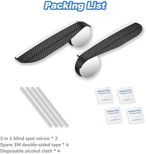 Miniatura 6 de AVERZELLA Paquete de 2 espejos de punto ciego, espejo convexo circular de gran angular 2 en 1 con protección contra la lluvia para visión trasera