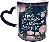 Isolierter Kaffeebecher mit Deckel Kaffeetasse Bibel Verses Gott ist in ihr, sie wird nicht fallen Psalm 46 Magie Wärmeempfindliche Farbwechselbecher in den Himmel Kaffeetassen Personalisierte Geschen