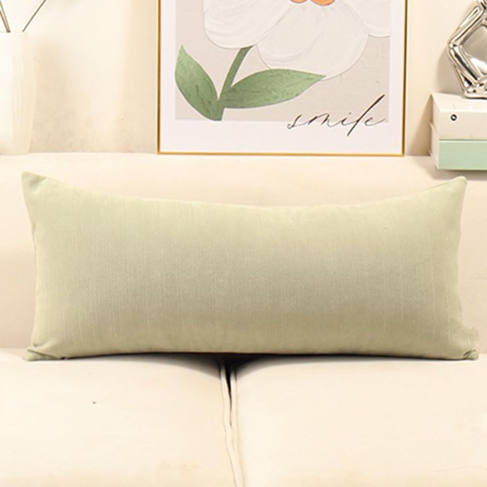 Swj-Swjssb Matcha Green Long Throw Pillow Cover Chenille Pillow Covers Rectangle 50X70 30X70 Cm Decorative Couch Cushion Covers With Zipper Square Pillowcase Sofa Pillow Protector Cases(,30X70 Cm)