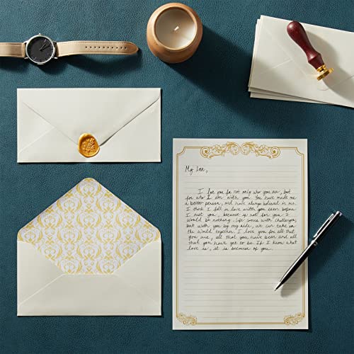 Paper Junkie CHGYI 90 Pieces Stationery Set (60 Vintage-Style Paper Sheets + 30 Envelopes),Gold Border Letter Writing Paper thumb #1