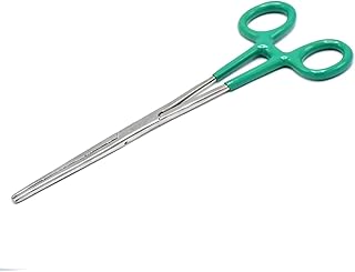 AAProTools Heavy Duty Green PVC (Polyvinyl Chloride) Grip Handle German Grade Stainless Hemostat Forceps Straight Serrated 8