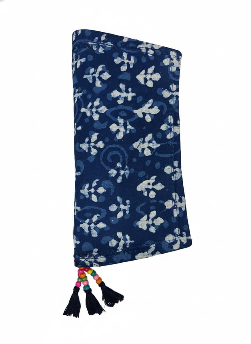 Sky Craft Handmade Indigo Block Print Cotton Wallet for Women | 9 x 4.5 Inch Ethnic Travel Organizer Pouch | Cash, Mobile & Makeup Storage-image-33