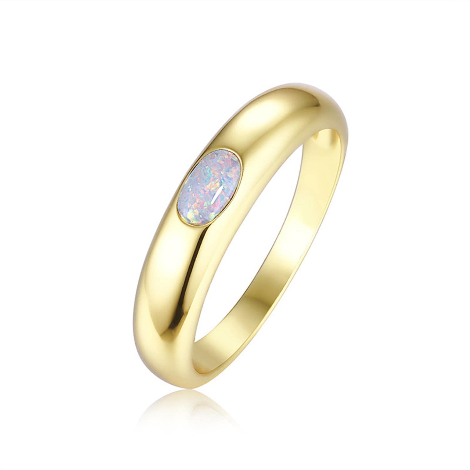 Women's Rings Opal Bezel Ring 925 Silver Wedding Ring Jewellery Wedding Birthday Gift with Gift Box