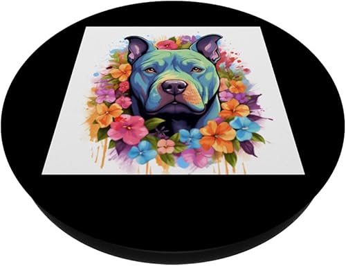 Miniatura 2 de Colorido American Bully Acuarela Arte Mascota Perro Mamá PopSockets Estándar PopGrip