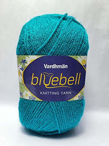 Image of Vardhman Blue Bell DK Weight Supersoft Hand Knitting & Crocheting Yarn (Pack of 1 ball - 100gram) 100% Acrylic, Multi Color Crochet Thread wool, Suitable for Craft, Babywear, Baby Blankets, Sweater, Scarf, Cap, Art & Craft - (Turquoise Pacific Cyan - Bbell-023)