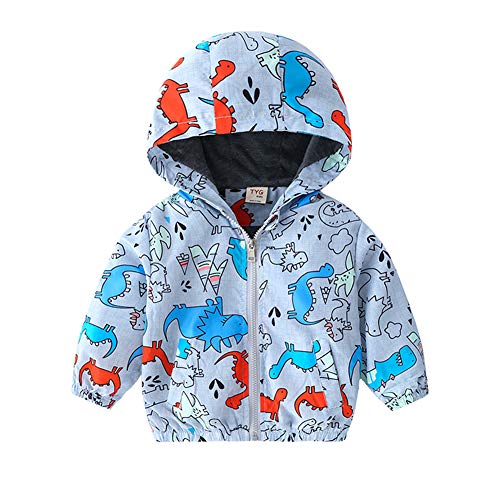 Toddler Boy Jacket Dinosaur Baby Jacket Zipper Hooded Outwear Windproof Coat