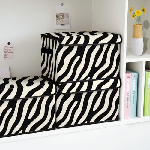 Image of Stackable Storage Bins with Lids,Closet Organizers Fabric Box for Home and Office,Blanket Clothes Organizers,Under Bed Storage Containers 3 Pack