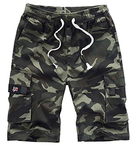 Vcansion Men's Casual Cotton Loose Fit Lightweight Multi-Pockets Cargo Shorts Camo 42/Tag 8XL
