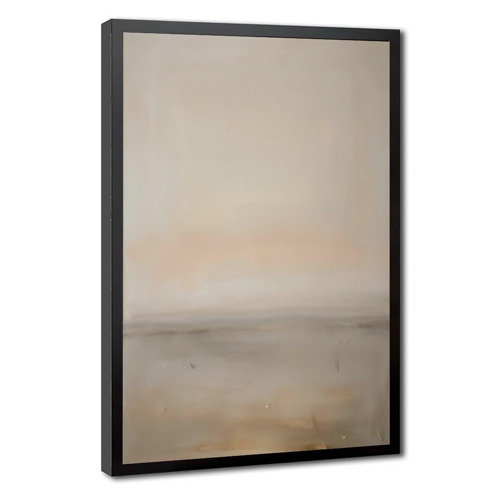 Zguols Beige Textured Abstract And Minimalist Poster 7 Canvas Poster Bedroom Decor Sports Landscape Office Room Decor Gift Black Frame 24" L X 36" W