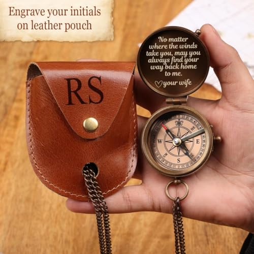 Brújula grabada personalizada de latón para hombre, compás artesanal personalizado miniatura 3