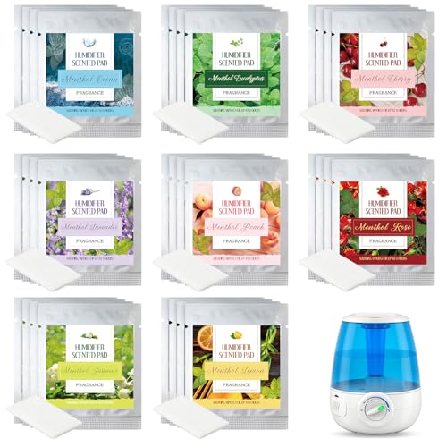 Leelosp 32 Pcs Humidifier Scented Pads Vapor Pads Replacement Universal Vapor Pads 8h Long Lasting Relief Vapor Pads for Humidifier Home Favor(Various,8 Style)