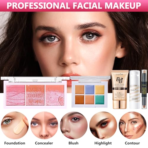 Makeup Kit for Women Full Kit, Make Up Gift Set, Makeup Bundle Includes Foundation Eyeshadow Palette BB Cream Concealer Blush Lipstick Eyeliner Mascara Cosmetic Brush Set - Image 4