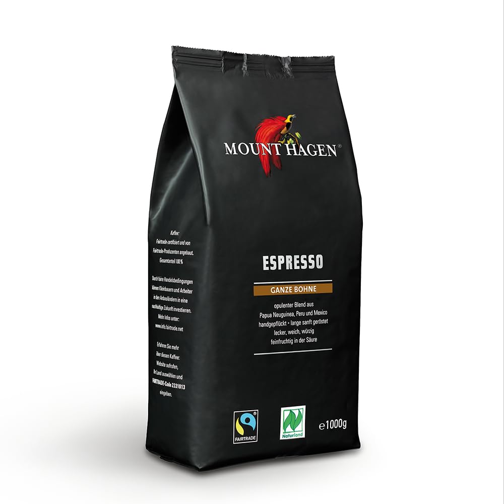 Mount Hagen, Dark roast, Bio FT Naturland Espresso, 1 kg de frijol entero