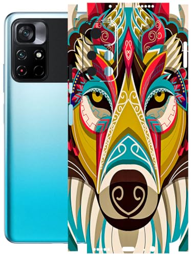 Image of AtOdds - Full Body Back Screen Guard Protector Film - Lamination Wrap Skin Sticker Compatible with Poco M4 PRO (5G) | Scratchproof Matte Finish (Mighty Wolf)