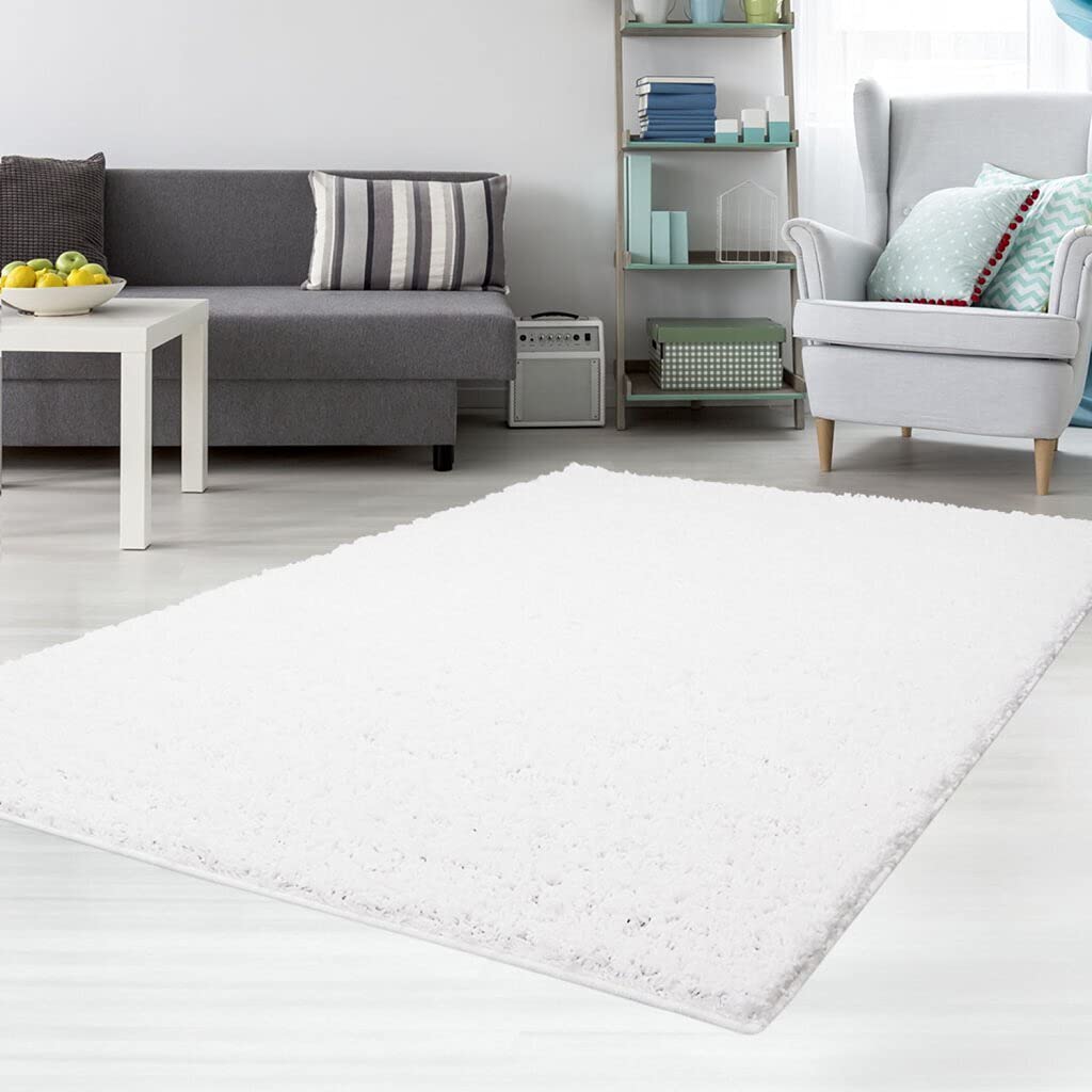 carpet city Alfombra Shaggy de color blanco, 100 x 300 cm, pelo largo, alfombra de salón o dormitorio