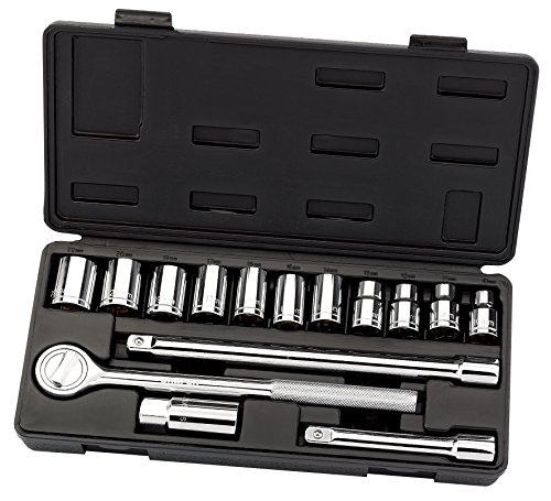 Draper Tools 68945 15 Piece 1/2 Sq. Dr. Metric Socket Set, Argent