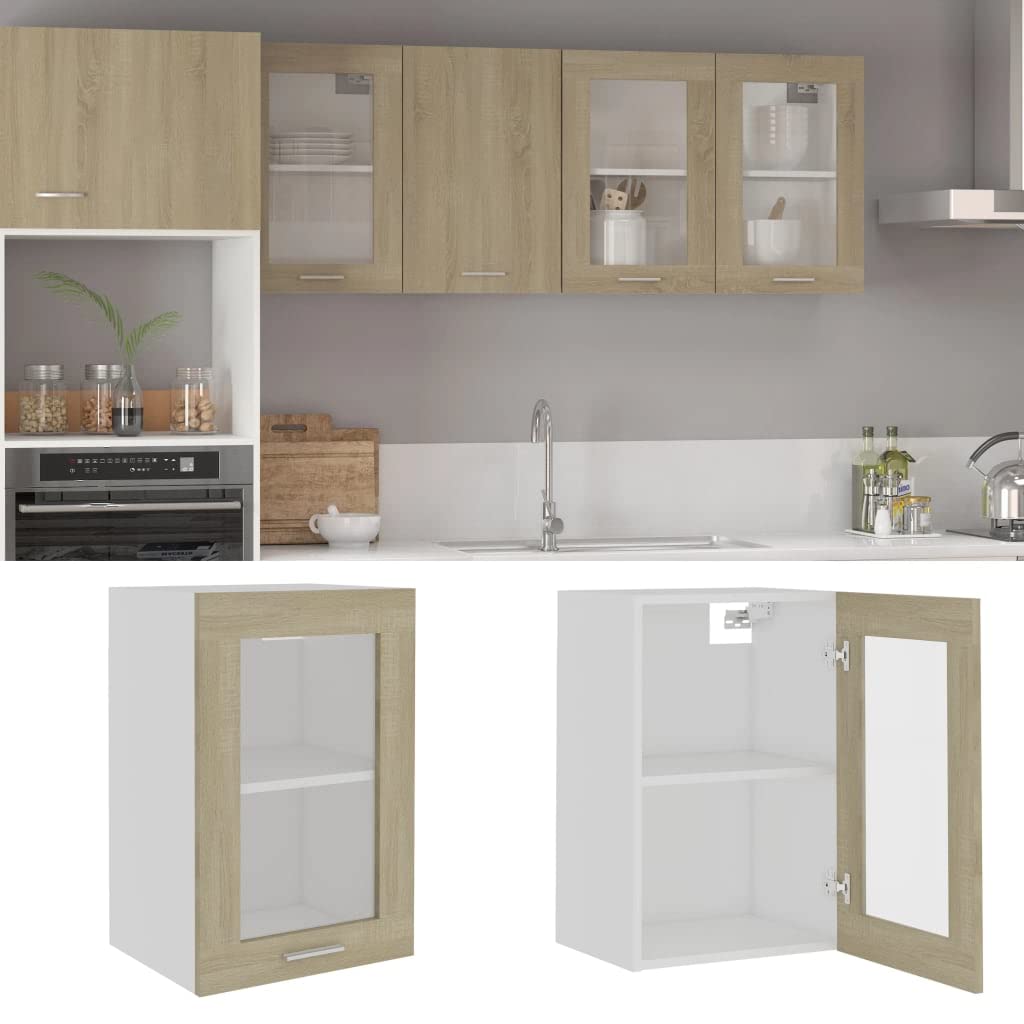 vidaXL Vitrine Suspendue Lyon Chêne Sonoma 40 x 31 x 60 cm Bois d'ingénierie