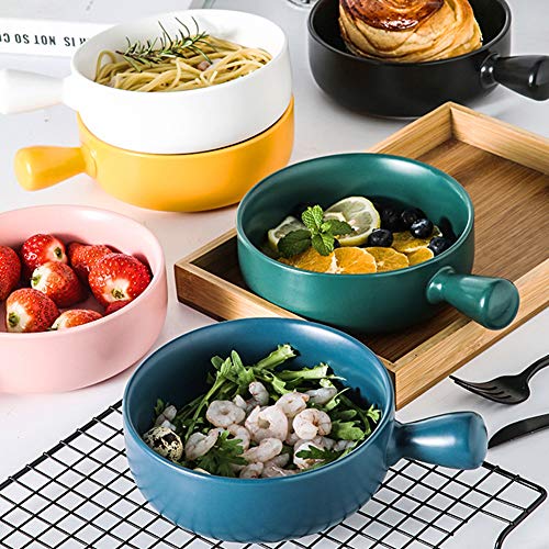 Leikance Nordic Ceramic Bowl with Handle,Breakfast Rice Baking Bowl Dessert Soup Fruit Salad Bowl - Image 4