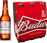 Budweiser, Pack 6 Botellas x 25cl, Cerveza Estilo American Lager Con Doble Fermentación, Refrescante y Amargor Ligero, 4.8% Volumen Alcohol