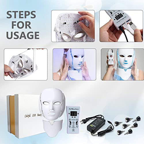 Veentus LED Face Mask Light Therapy 7 Color Skin Rejuvenation Therapy LED Photon Light Facial Skin Care with Neck Care Anti Aging Skin Tightening Wrinkles Toning Inflammation... - Image 5