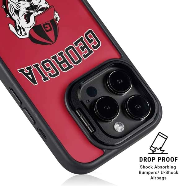 Skinit Kickstand Phone Case Compatible with iPhone 14 Pro - Officially Licensed University of Georgia Bulldogs Logo Design
