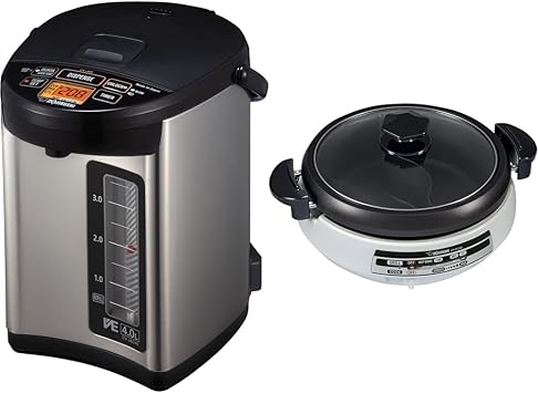 Zojirushi Water Boiler and Warmer 4.0-Liter Bundle with Zojirushi Gourmet dExpert Electric Skillet for Yin Yang Hot Pot