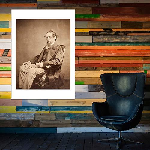 Affiche encadrée de Charles Dickens avec passe-partout mat XL