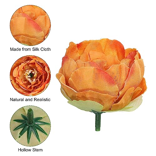 PATIKIL Artificial Flower Head, 30 Pcs Fake Flowers Heads Bulk Silk Peony Heads Simulation Flower for Bouquets Wreaths Wedding Decor, Caramel - Image 4