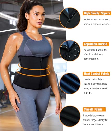 LEINIDINA Womens Waist Trainer Corset with Zipper Sweat Waist Trimmer for Women Workout Belt Corset Shapewear4