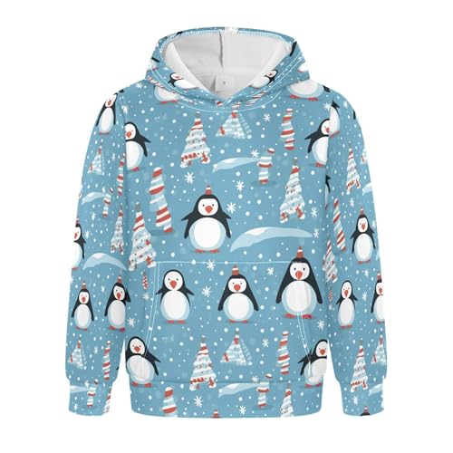 Kids Hoodies Sweaters Christmas Xmas Penguin Hooded Sweatshirts with Big Pockets for Boys Girls B0400429