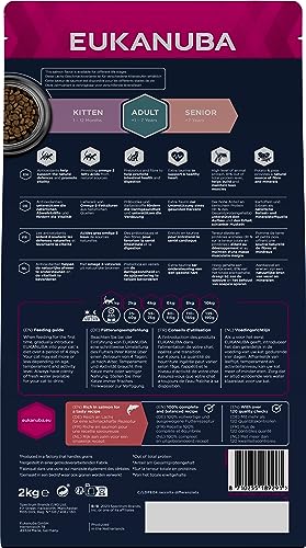 Eukanuba Katzenfutter trocken getreidefrei - Premium Trockenfutter mit viel Lachs für ausgewachsene Katzen, 2kg