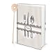 SET Rezeptbuch Selberschreiben SHABBY CHIC GRAU WEISSE STREIFEN BESTECK + Kochlöffel DIN A4 MEINE REZEPTE EIGENES Kochbuch Notizbuch Rezepte sammeln Geschenk Küche Kochen
