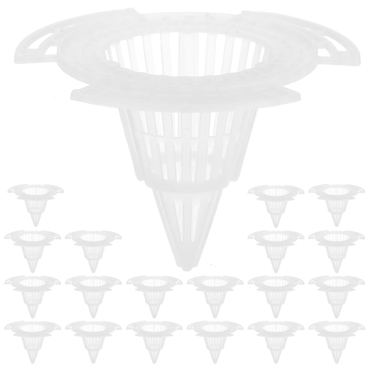 GANAZONO Planter Hole Mesh Pads 20 Pack Cone Flowerpot Bottom Nets Plastic Material for Seedling and Garden Plant Pot Drainage