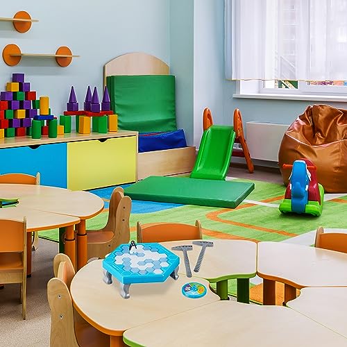 Relaxdays Pinguin Spiel, Kinderspiel ab 3 Jahre, Spielspaß für die Familie, 2–4 Spieler, Eisbrecher-Spiel, blau/weiß – Bild 3