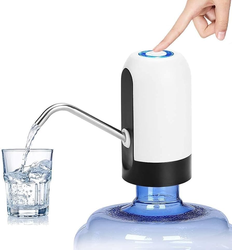 Drinking Water Pump Water Bottle Pump Electric Water Pump Dispenser Drinking Bottle Auto Switch Pump USB Charging Caps Fits Most Gallon Bottles for Home Office-White-image-18