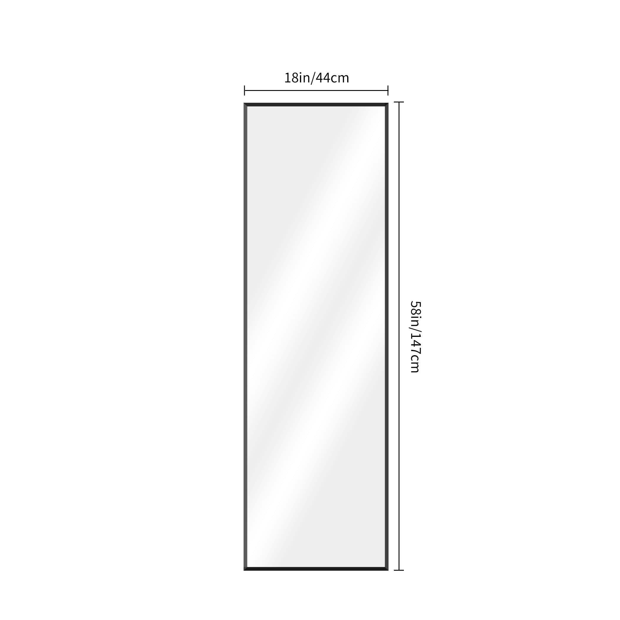 Specchio da Terra, 147 x 44 cm Specchio Rettangolare con Cornice in Alluminio Nero per Bagno, Camera da Letto, Ingresso e Corridoio