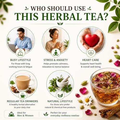 Image of Vedpunya Arjuna Hridya Amrit Herbal Tea | Ayurvedic Heart Wellness Support Blend | Caffeine Free | Natural Daily Wellness Tea | 100g