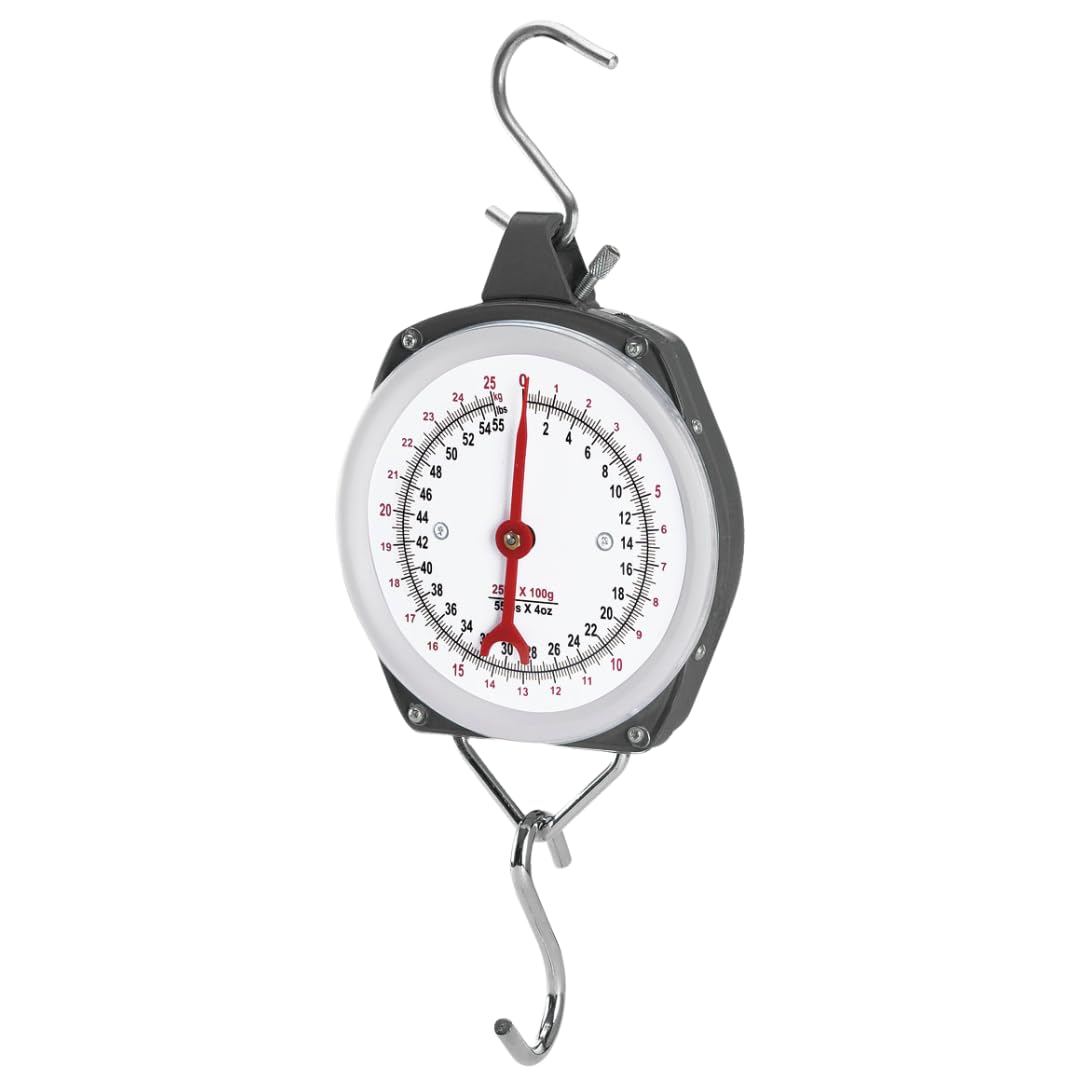 PFIFF 103108 - Báscula con puntero (carcasa de metal resistente y frontal de plexiglás, incluye dos ganchos de acero inoxidable, 50 kg)