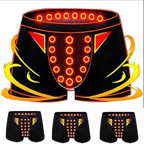 3 Packs Magnetic Therapy Energetic Underwear, Tourmaline Fiber Men Pants, Improving Male Power Boxer Briefs (3pcs,2XL)
