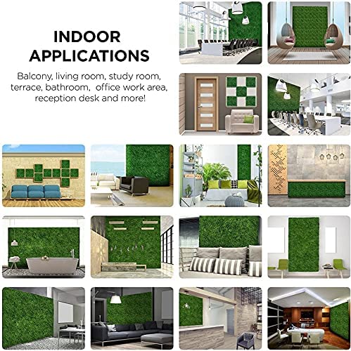 Image of Wall Grass (4 Pcs), Artificial Grass for Wall Decoration, Vertical Garden Artificial Mat, Artificial Grass Tiles for Balcony (Green and Red Flowers, 60cm x 40cm x 8cm, Pack of 4)