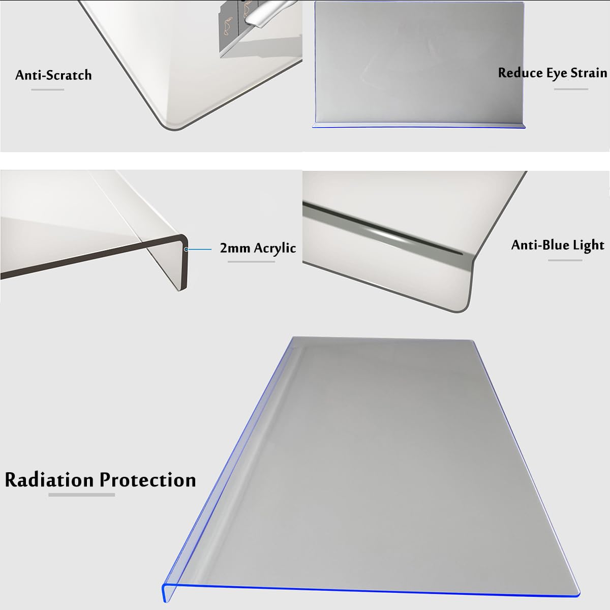 Panel Protector de Pantalla con Bloqueo de luz Azul, Filtro de protección Ocular, Pantalla de Monitor con Filtro UV y luz Azul, Marco de Monitor panorámico suspendido, 24 (24 Pulgadas