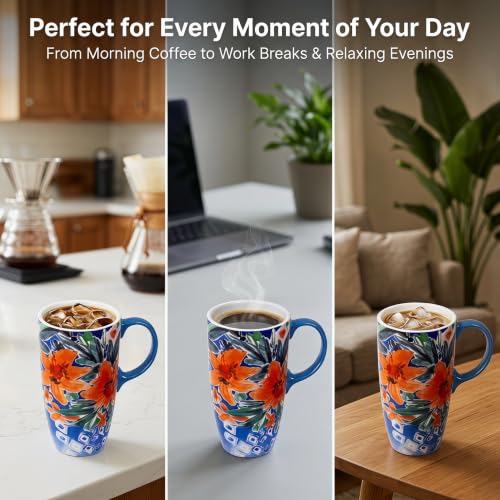 Vaso de viaje cerámico 17oz con tapa diseño bohemio miniatura 2