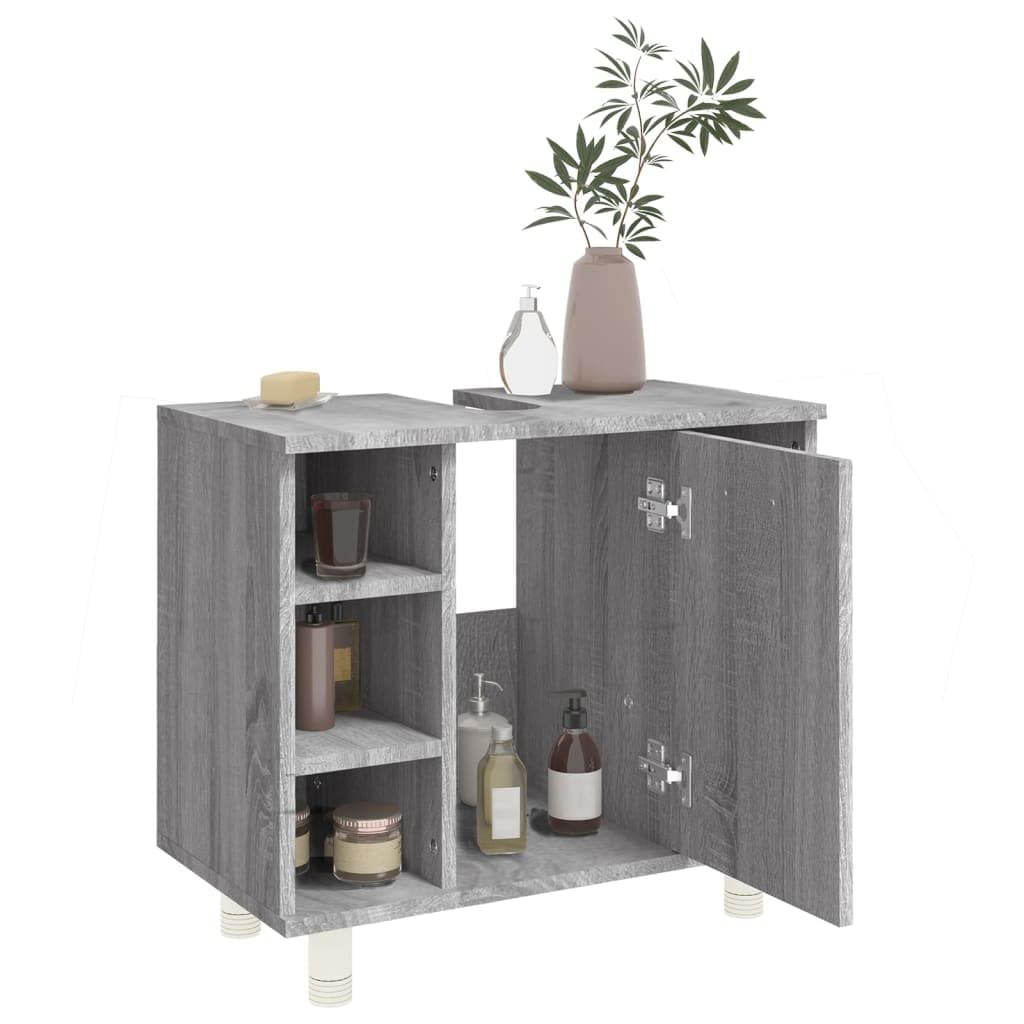 BaraSh Armadietto Bagno Grigio Sonoma 60x32x53,5 cm Legno Multistrato,Mobili,Set di mobili,Set di mobili per Bagno(SPU:826373)